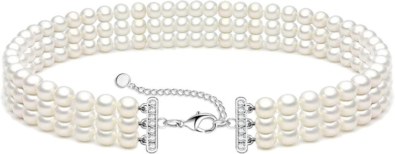 Zeffy Pearl Necklace 4MM/6MM/8MM Dainty Round Imitation Pearl Choker Necklace Wedding Pearl Necklace Delicate Jewelry for Women Simple Bridesmaid Jewelry Gifts - Image 1